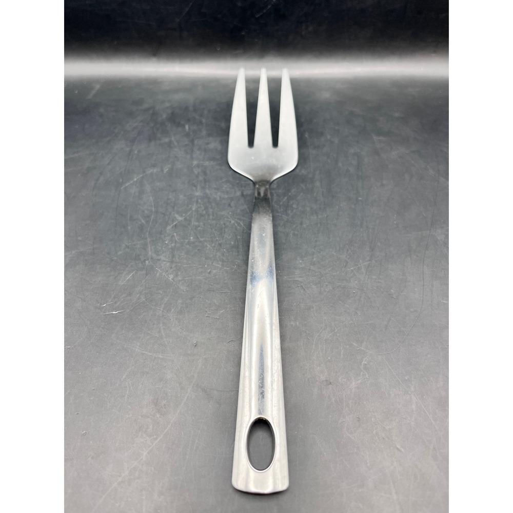 Vtg Oneida‎ Stainless Steel Serving Meat Fork 9.5" Modern Tapered Handle Hole